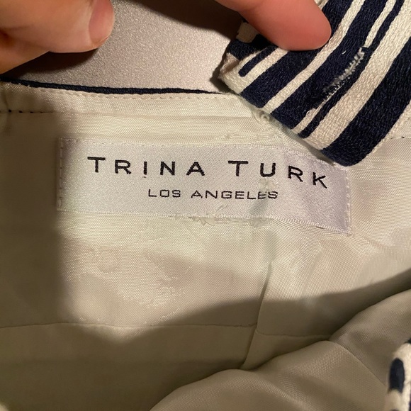 Trina Turk Navy/White Sundress with Adjustable Straps Size: 10 - Picture 3 of 7